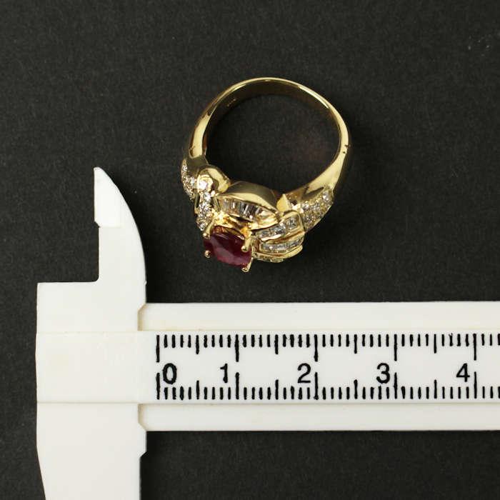 K18 ルビー 1.09ct ダイヤモンド 0.83ct リング 指輪 13号 18金 