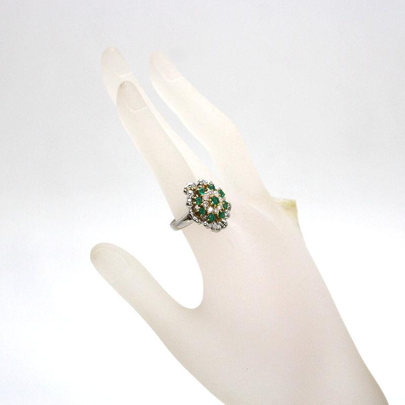 エメラルド リング 1.01ct ダイヤモンド 0.57ct 指輪 15号 花