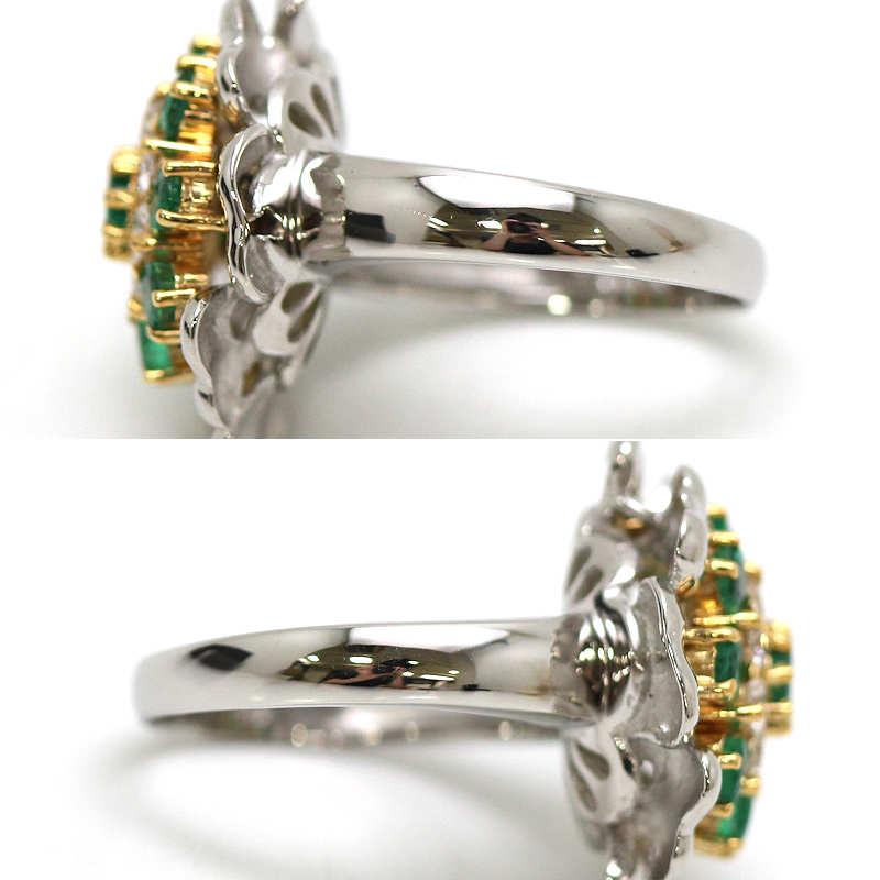 エメラルド リング 1.01ct ダイヤモンド 0.57ct 指輪 15号 花