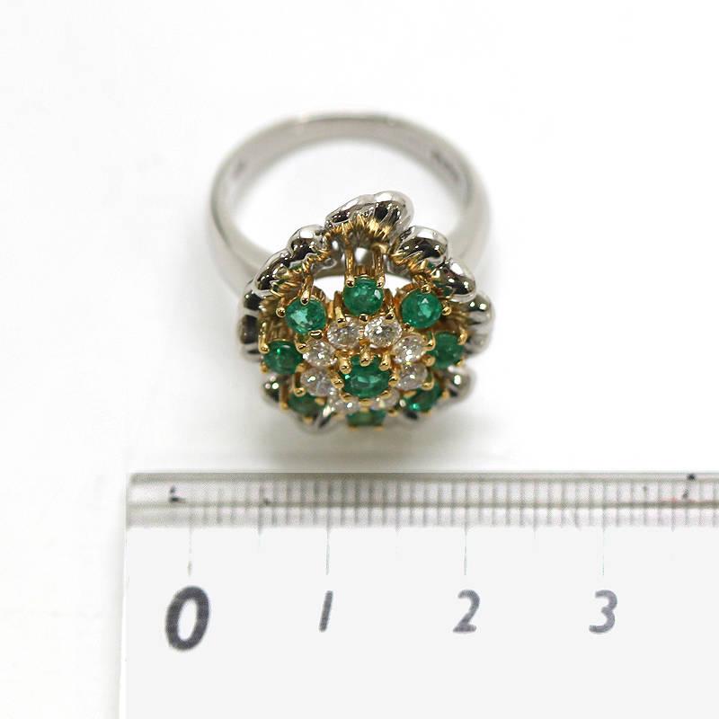 エメラルド リング 1.01ct ダイヤモンド 0.57ct 指輪 15号 花