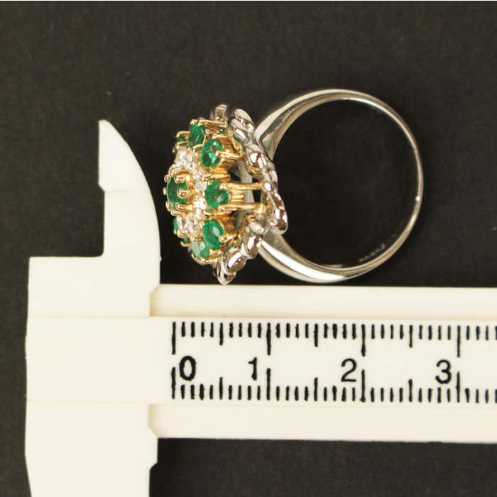 エメラルド 1.01ct ダイヤモンド 0.57ct リング 指輪 15号 花