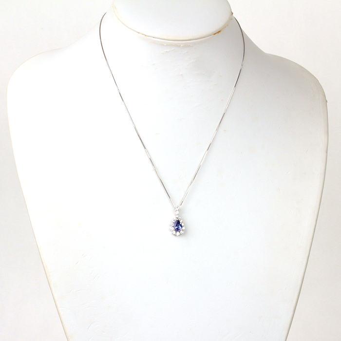 Pt850/900 タンザナイト ネックレス 大粒 1.16ct ダイヤモンド 
