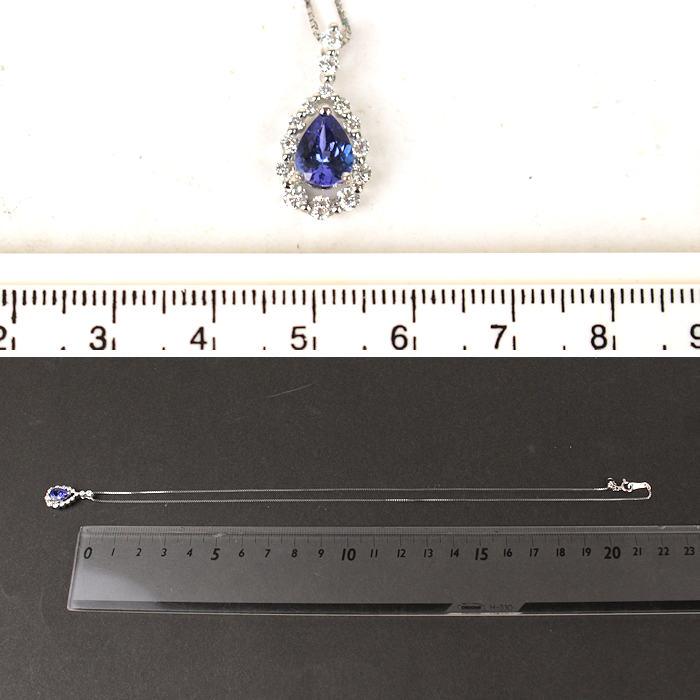 Pt850/900 タンザナイト ネックレス 大粒 1.16ct ダイヤモンド 