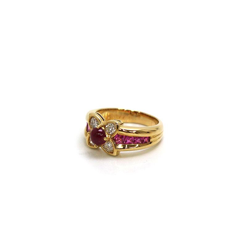 K18 ルビー 指輪 10号 0.60ct 0.77ct ダイヤモンド 0.44ct