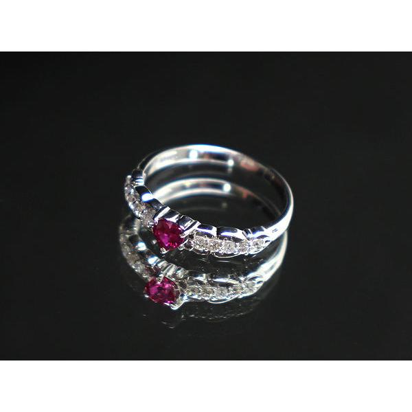 K18WG ハートカットルビーリング 9号 0.23ct ダイヤモンド 0.20ct 約 