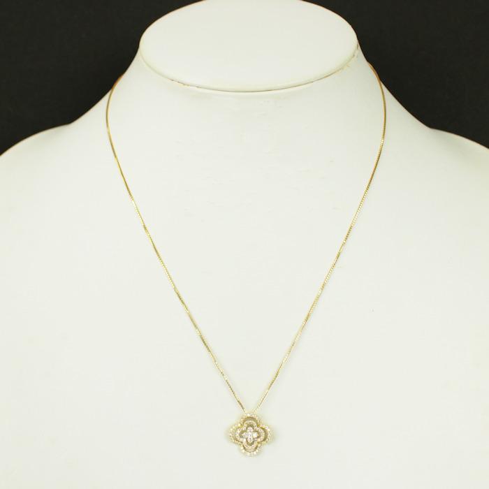 K18 18金 イエローゴールド ダイヤモンド 0.51ct フラワー ネックレス