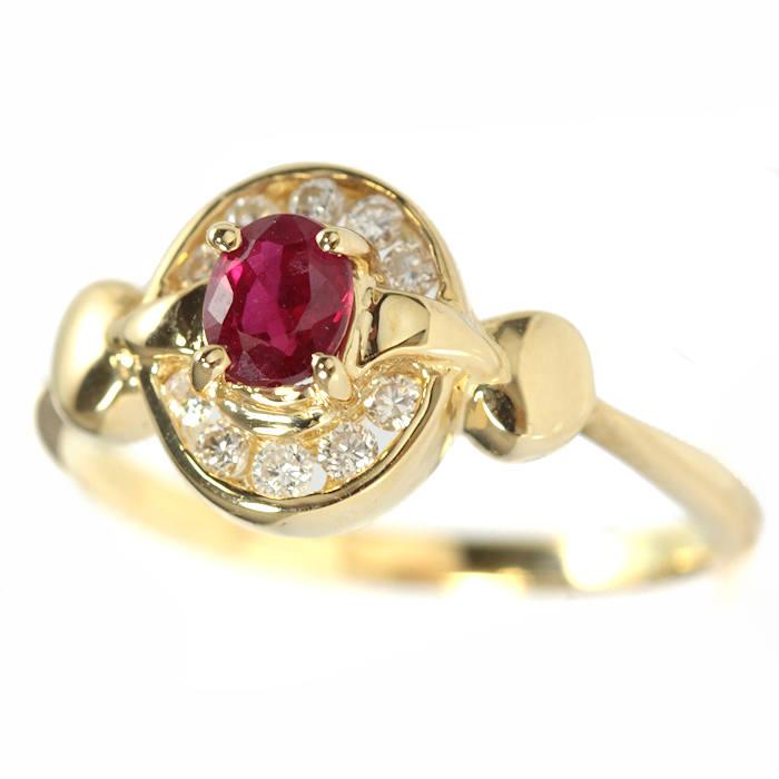 K18 指輪 ルビー リング 0.45ct ダイヤモンド 0.17ct 13号  