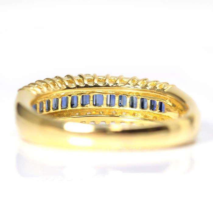 K18 サファイア ダイヤモンド リング 14号 0.56/0.35ct 18金 イエロー