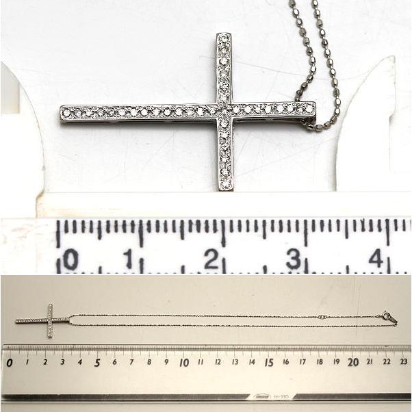 K18WG 十字架クロス ネックレス 約40センチ K18WG 十字架ネックレス 約40cm ダイヤモンド 0.20ct 18金 ホワイト