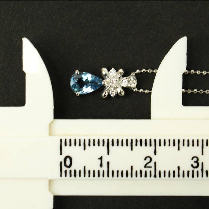 アクアマリン 0.60ct ダイヤモンド 0.07ct ドロップ ネックレス Pt850 