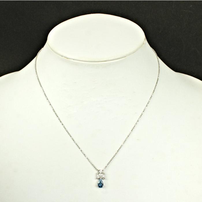 アクアマリン 0.60ct ダイヤモンド 0.07ct ドロップ ネックレス Pt850 