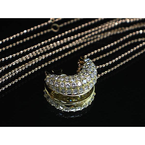 K18 月&星モチーフネックレス 約40cm ダイヤモンド 1.00ct 18金 