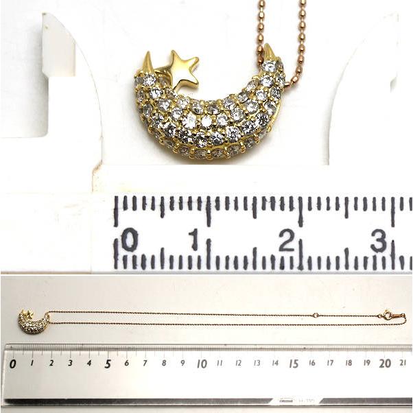 K18 月&星モチーフネックレス 約40cm ダイヤモンド 1.00ct 18金 