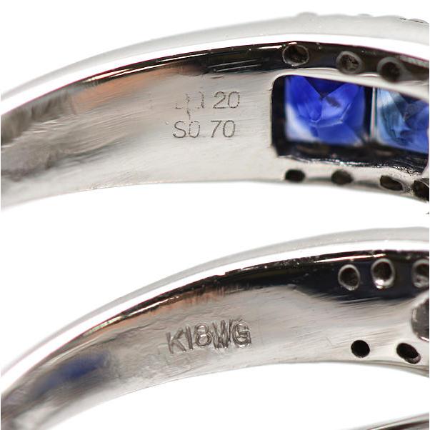 K18WG クロスリング 16号 サファイア 0.70ct ダイヤモンド 1.20ct 18金 ホワイトゴールド 指輪 21480 : たまや ...