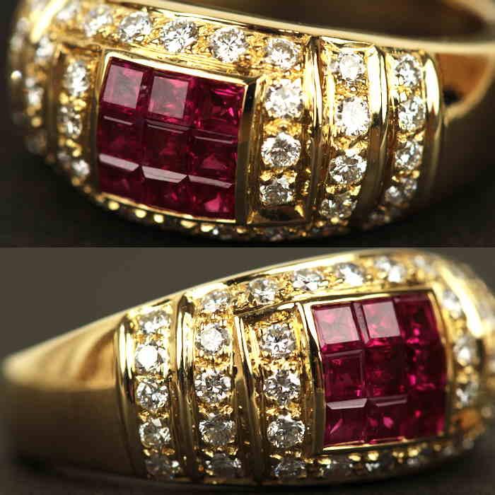 ルビー 0.95ct ダイヤモンド 0.62ct リング 指輪 13号 K18 ゴールド  