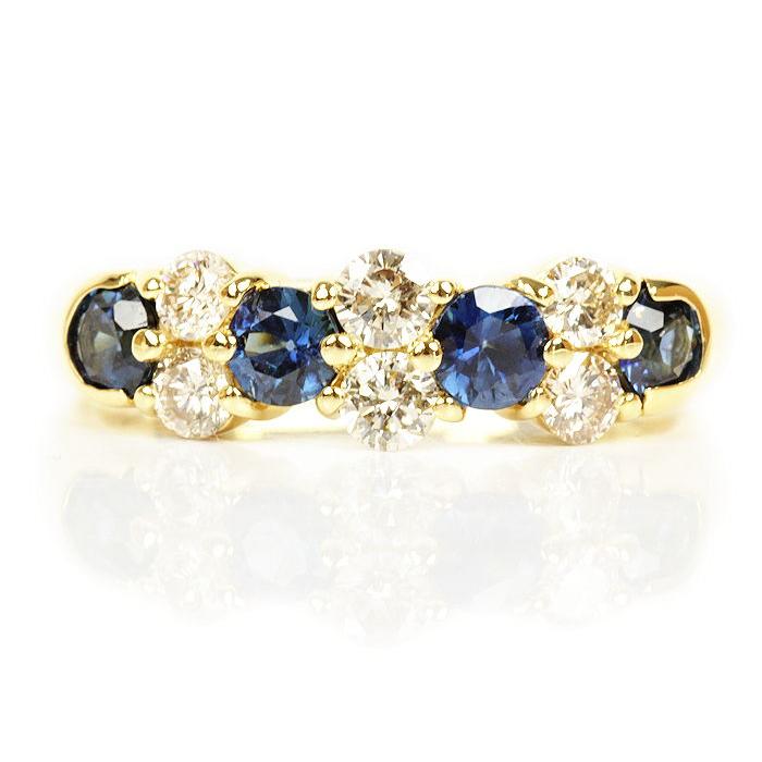 サファイア 0.75ct K18 ゴールド 18金 リング ダイヤモンド 0.48ct 
