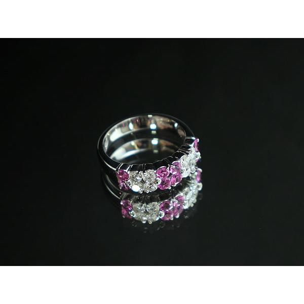 Pt900 ピンクサファイアリング 12号 0.68ct 花 ダイヤモンド 0.60ct