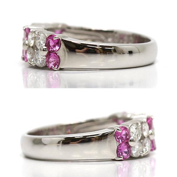 Pt900 ピンクサファイアリング 12号 0.68ct 花 ダイヤモンド 0.60ct 