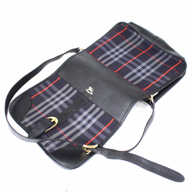 Burberry ショルダーバッグ レザー 斜め掛け 黒　ノバチェック バーバリー ショルダーバッグ レザー ノバチェック 斜め掛け ブラック
