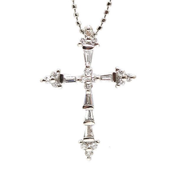 Pt850 Pt900 クロスモチーフネックレス 約40cm ダイヤモンド 0.25ct