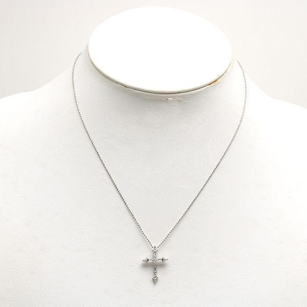 Pt850 Pt900 クロスモチーフネックレス 約40cm ダイヤモンド 0.25ct