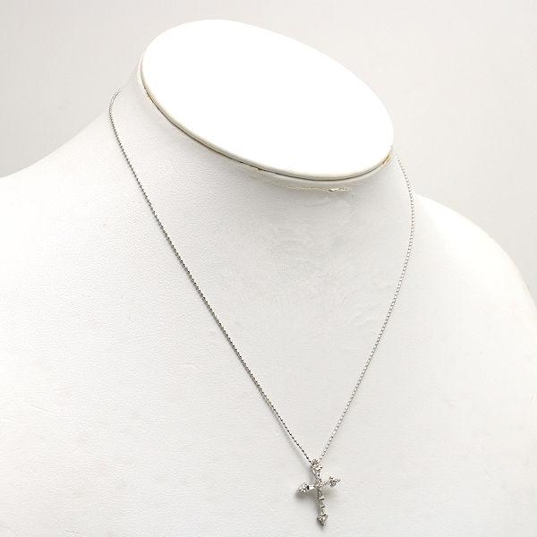 Pt850 Pt900 クロスモチーフネックレス 約40cm ダイヤモンド 0.25ct
