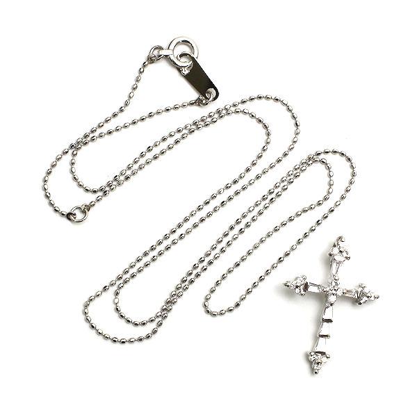 Pt850 Pt900 クロスモチーフネックレス 約40cm ダイヤモンド 0.25ct