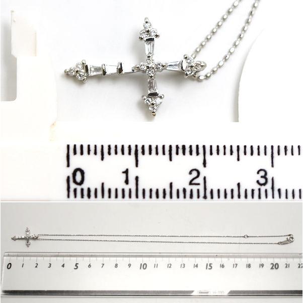 Pt850 Pt900 クロスモチーフネックレス 約40cm ダイヤモンド 0.25ct
