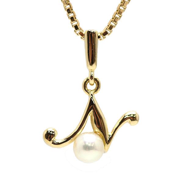 MIKIMOTO ミキモト イニシャルN ネックレス 約40cm 真珠 約4mm K18 18 