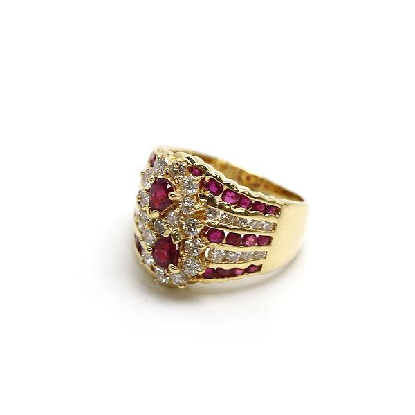 ダイヤ　ルビー？　18金指輪　12号くらい K18 ルビー&ダイヤモンドリング 12.5号 1.45ct/0.84ct 1.10ct 約8.8g