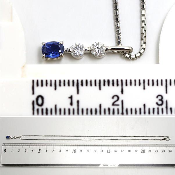 【プラチナ】Pt900ネックレス Pt850ネックレス サファイア ダイヤモンド Pt850 Pt900 サファイアネックレス 約44cm ダイヤモンド 0.30ct 約6.6g