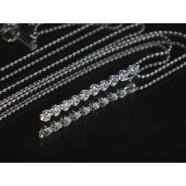 Pt850 Pt900 縦ライン ダイヤモンドネックレス 10P 約40cm 約2.8g 0.51 