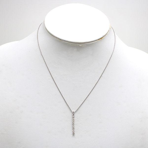 Pt850 Pt900 縦ライン ダイヤモンドネックレス 10P 約40cm 約2.8g 0.51  