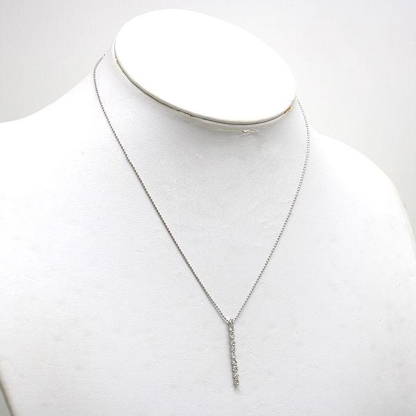 Pt850 Pt900 縦ライン ダイヤモンドネックレス 10P 約40cm 約2.8g 0.51 