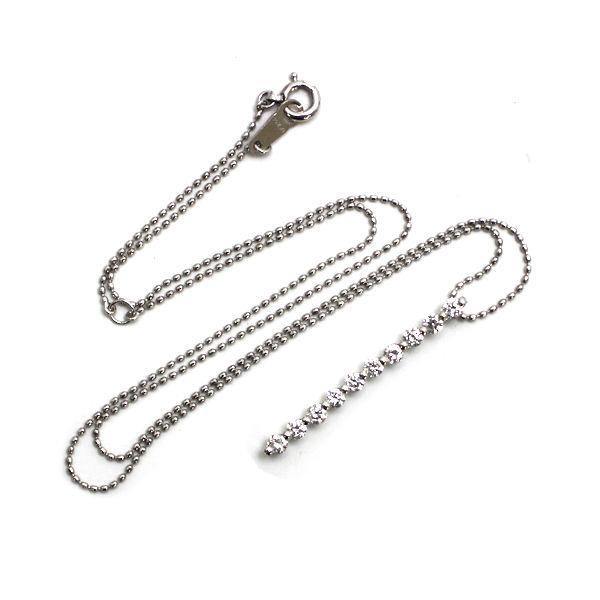Pt850 Pt900 縦ライン ダイヤモンドネックレス 10P 約40cm 約2.8g 0.51 