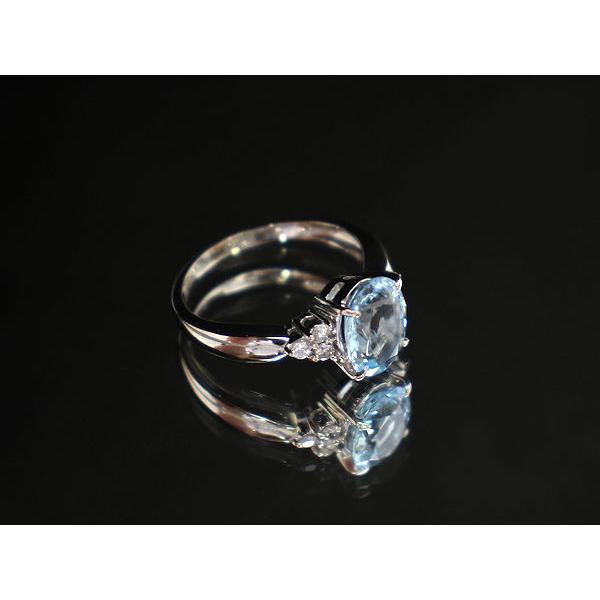 Pt850 アクアマリンリング 10号 1.48ct ダイヤモンド 0.14ct プラチナ 