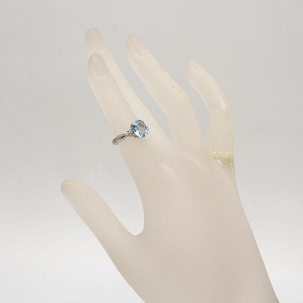 Pt850 アクアマリンリング 10号 1.48ct ダイヤモンド 0.14ct プラチナ 