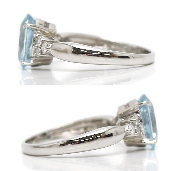 Pt850 アクアマリンリング 10号 1.48ct ダイヤモンド 0.14ct プラチナ 