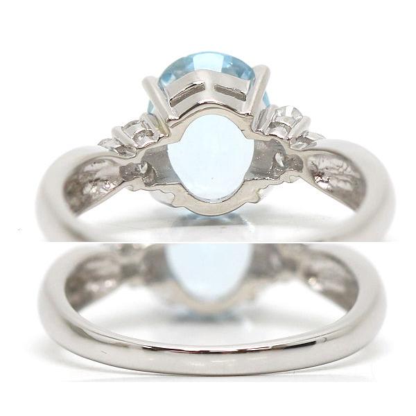 Pt850 アクアマリンリング 10号 1.48ct ダイヤモンド 0.14ct プラチナ 