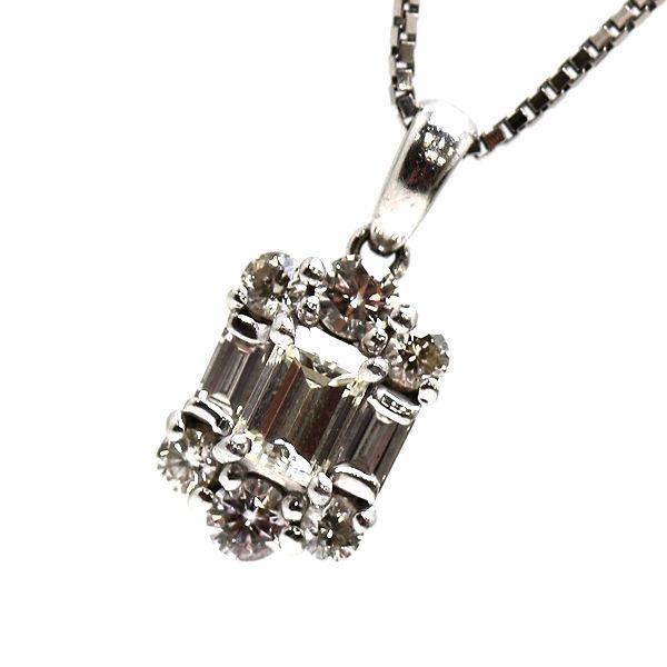 Pt900 Pt850 ダイヤモンドネックレス 0.256ct/0.30ct 約45cm プラチナ 