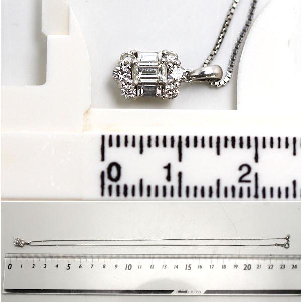 Pt900 Pt850 ダイヤモンドネックレス 0.256ct/0.30ct 約45cm プラチナ 