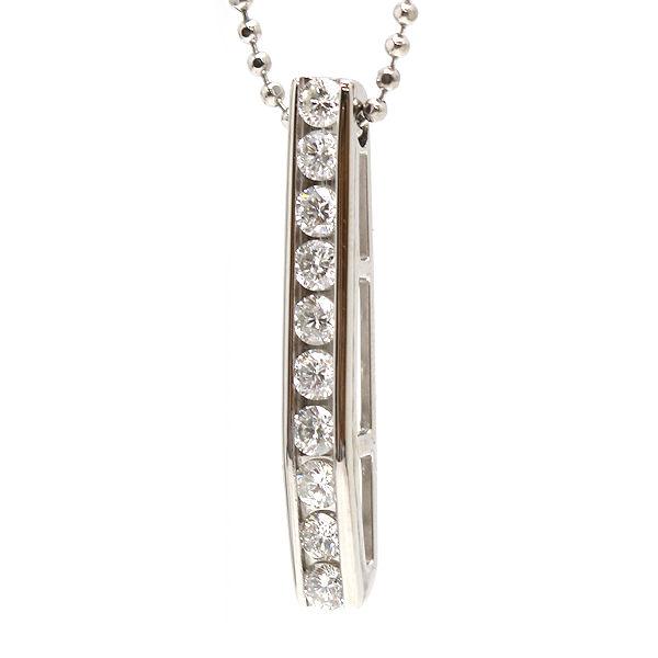 Pt850 Pt900 縦ラインダイヤモンドバーネックレス 約49cm 1.00ct
