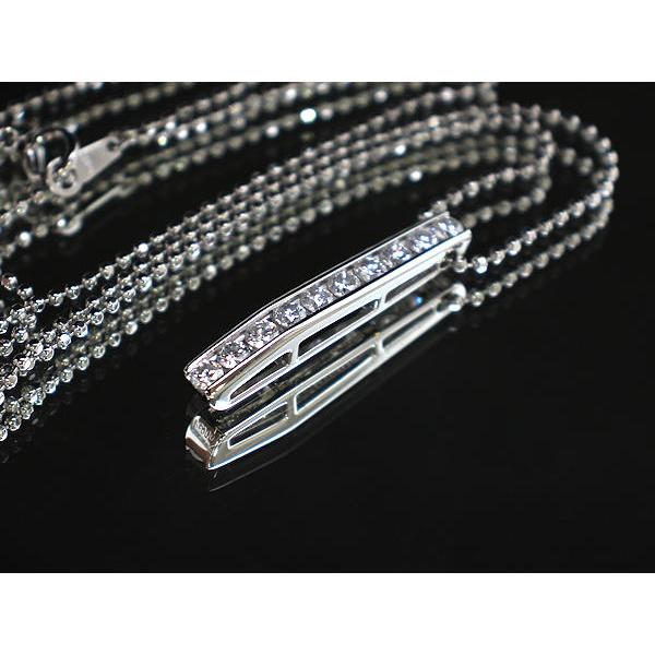 Pt850 ダイヤモンドライン バー ネックレス Pt850 Pt900 縦ラインダイヤモンドバーネックレス 約49cm 1.00ct 約9.7