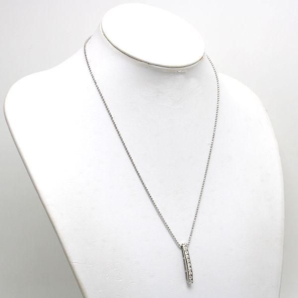 Pt850 Pt900 縦ラインダイヤモンドバーネックレス 約49cm 1.00ct 約9.7
