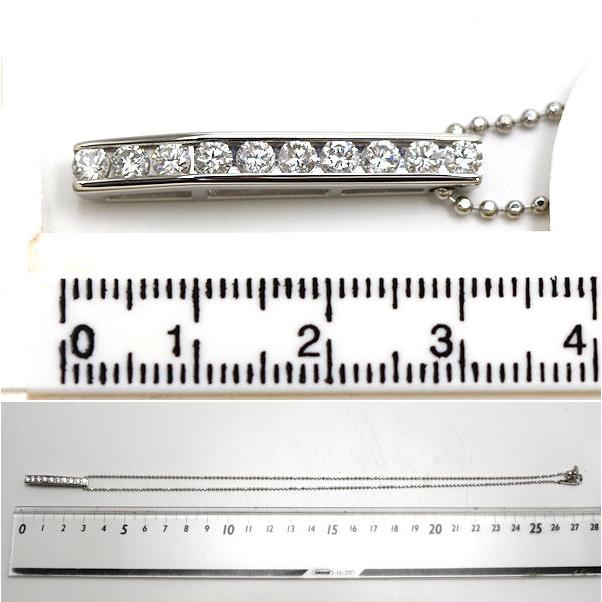Pt850 Pt900 縦ラインダイヤモンドバーネックレス 約49cm 1.00ct 約9.7