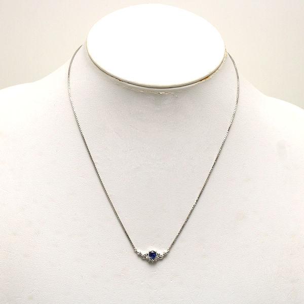 Pt850/Pt900 サファイアネックレス 約41cm 0.64ct ダイヤモンド 0.22ct