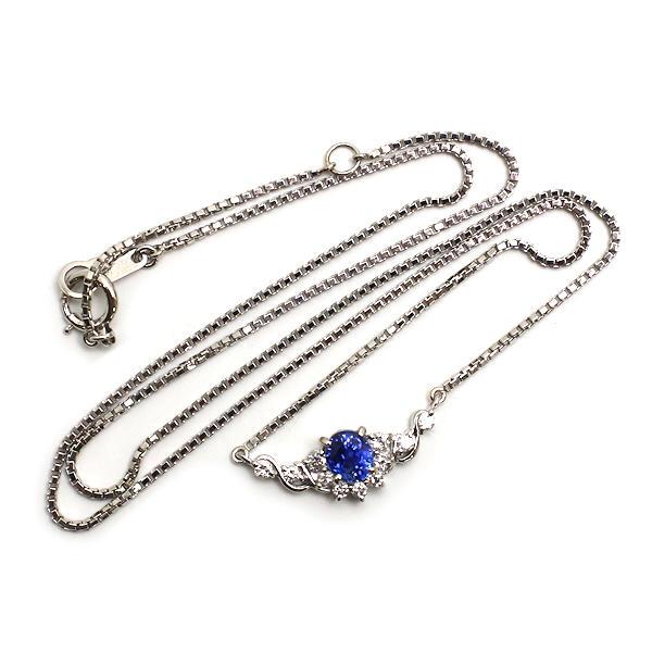 Pt850/Pt900 サファイアネックレス 約41cm 0.64ct ダイヤモンド 0.22ct