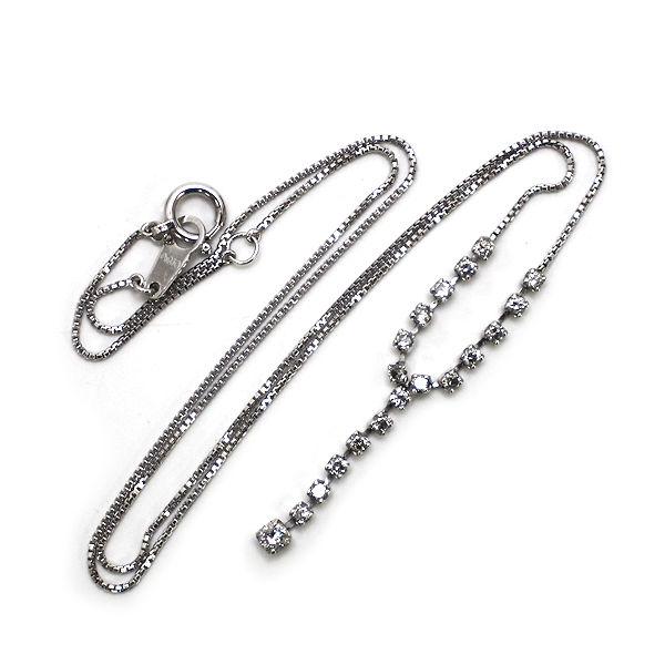 Pt850 ダイヤモンドネックレス 約40cm 約3.2g 0.50ct プラチナ 21920