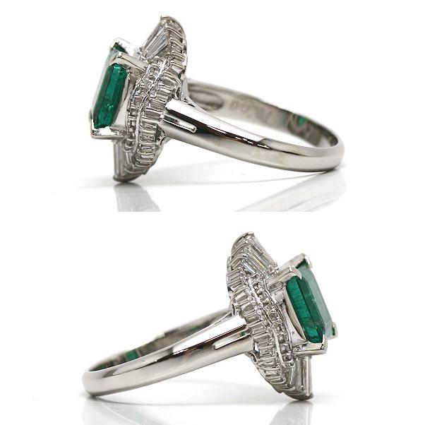 Pt900 エメラルドリング 14号 エメラルド 2.12ct ダイヤモンド 0.67ct  