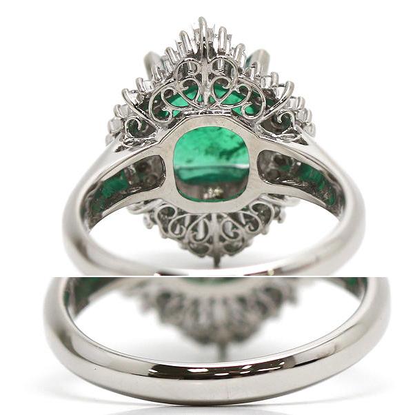 Pt900 エメラルドリング 14号 エメラルド 2.12ct ダイヤモンド 0.67ct  